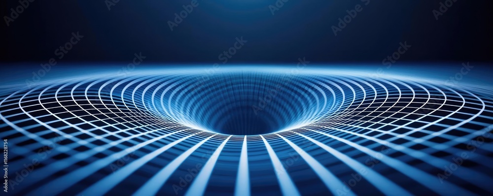 Aufkleber Galaxy abstract background concept. Futuristic design with blue grid lines creating a depth illusion in a digital space.
