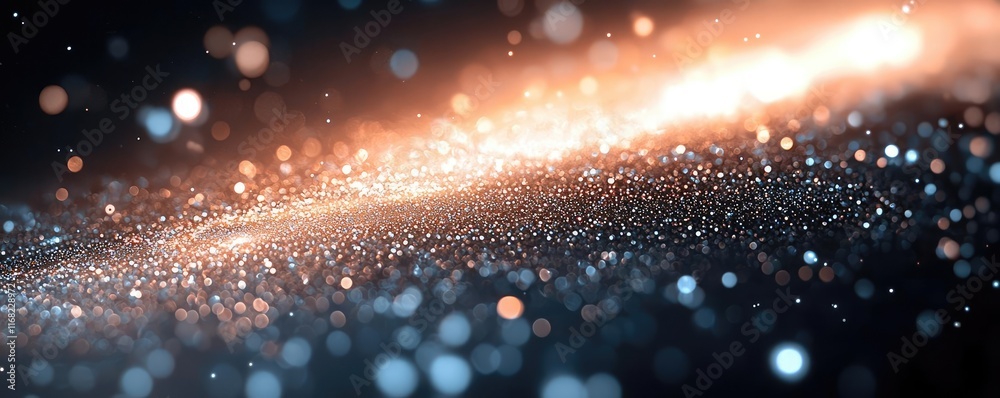 Poster Galaxy abstract background concept. Abstract image of shimmering particles creating a cosmic and ethereal background.