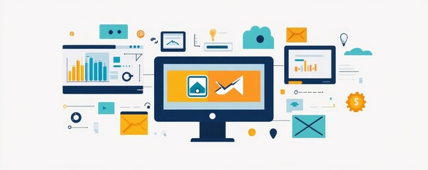 Concept Image of Web Design with Digital Elements, Generative AI