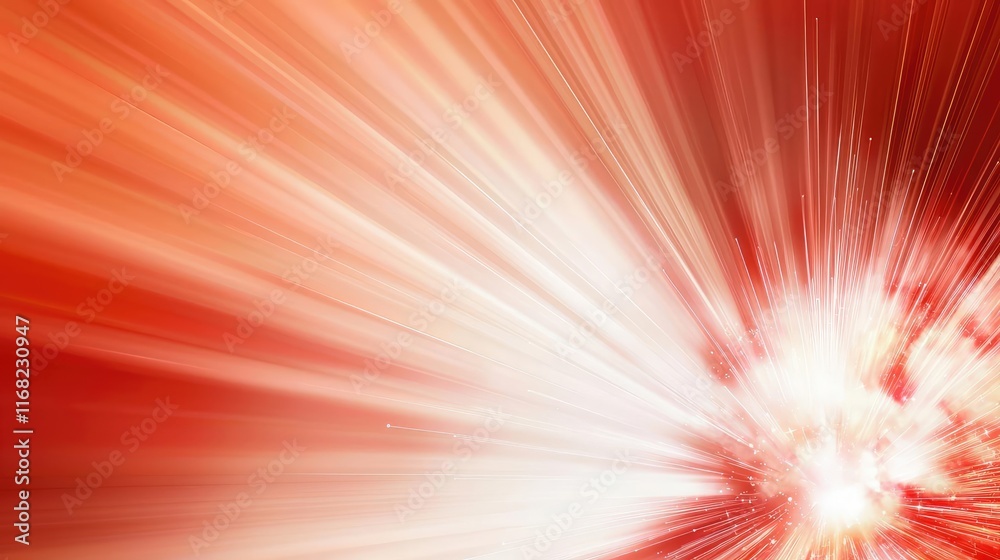 Aufkleber Burst abstract background concept. A vibrant explosion of red and white colors creating dynamic visual energy.