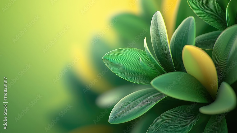 Aufkleber burst abstract background concept. a close-up view of vibrant green leaves with soft, blurred backgr