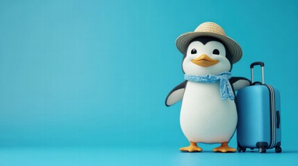 Summer Vacation Vibes! A cheerful penguin packed and prepped for adventure.