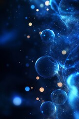 Dynamic Digital Background with Glowing Orbs and Fluid Lighting, Generative AI