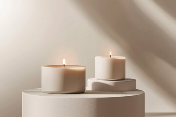 Sleek isolated candle mockup on a minimalist backdrop, perfect for branding and product promotion in the candle industry.