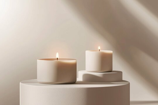 Sleek isolated candle mockup on a minimalist backdrop, perfect for branding and product promotion in the candle industry.