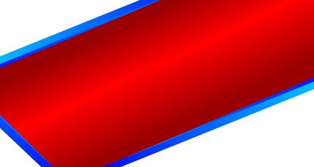 A rectangular shape with a bold red fill and a thin, bright blue outline. The shape is tilted slightly to the right.