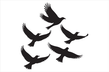 Obraz premium Flying Birds Sky Vector Silhouettes