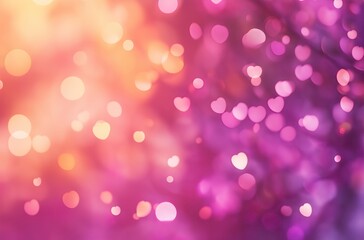 Pastel pink and purple hearts glowing with soft light effects and bokeh background, creating a romantic and dreamy atmosphere, ideal for Valentine’s Day, anniversaries, and any love-related celebratio