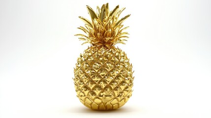 A Golden Pineapple Stands Against A White Background