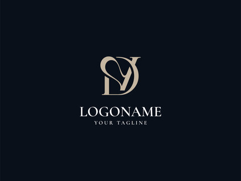 Luxury letter DV logo design vector