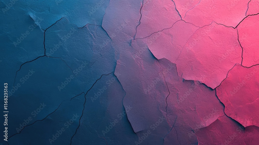 Poster grungy abstract background idea. stylish cracked paint pattern featuring vibrant pink and blue color