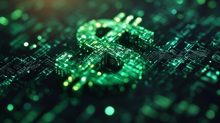 Dollar Symbol Abstract Digital Background, Generative AI