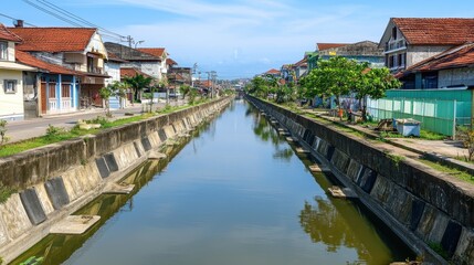 Tranquil Waterway Surrounded by Lush Homes