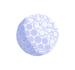 Golf ball icon. Golfball for court game. Plastic sphere with circles to play on course. Sports equipment, inventory with round shape. Flat isolated hand drawn vector illustration on white background