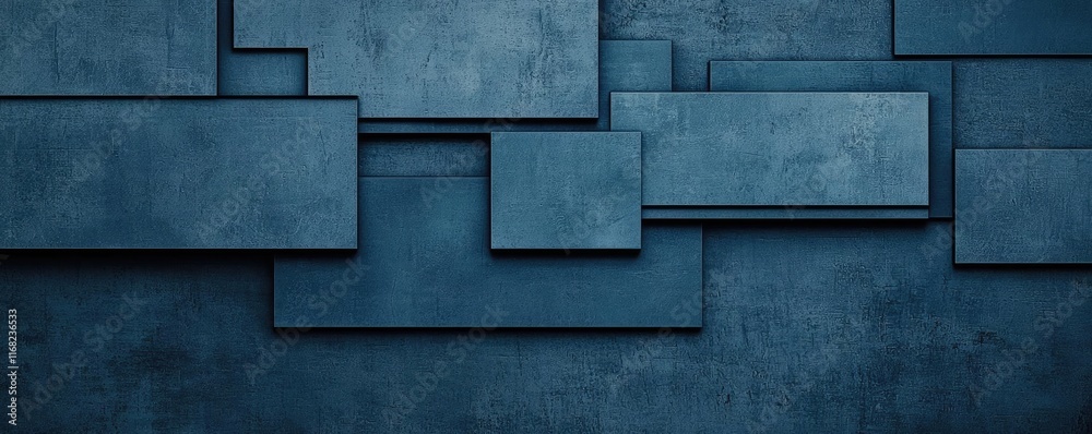 Aufkleber Grungy abstract background idea. Abstract blue textured background with layered rectangular shapes and shadows.