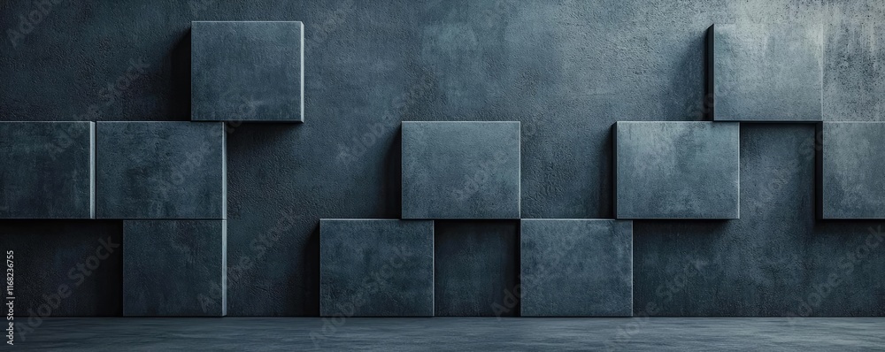 Poster grungy abstract background idea. stylish modern concrete wall with textured cubes and geometric desi