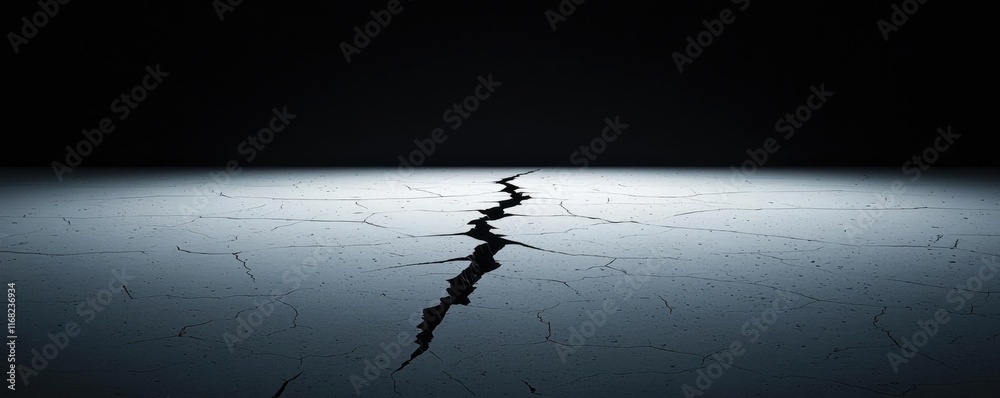 Poster Grungy abstract background idea. A stark crack on a barren surface, symbolizing the fragility of our environment.