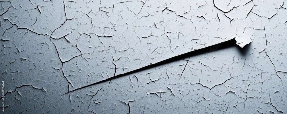 Poster Grungy abstract background idea. Abstract close-up of a sharp object against a cracked surface, showcasing texture and depth.