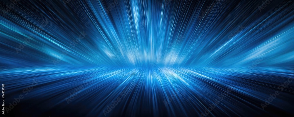 Poster Burst abstract background concept. Dynamic blue abstract background with striking light rays and vibrant motion effects.