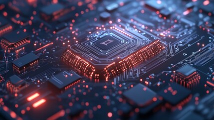 Fototapeta premium Artificial Intelligence Concept with Digital Elements, Generative AI