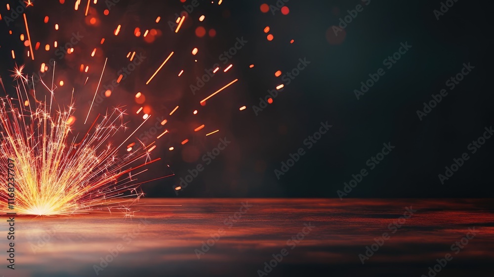 Aufkleber Burst abstract background concept. Vibrant sparks of light illuminate the dark, creating a mesmerizing visual display.