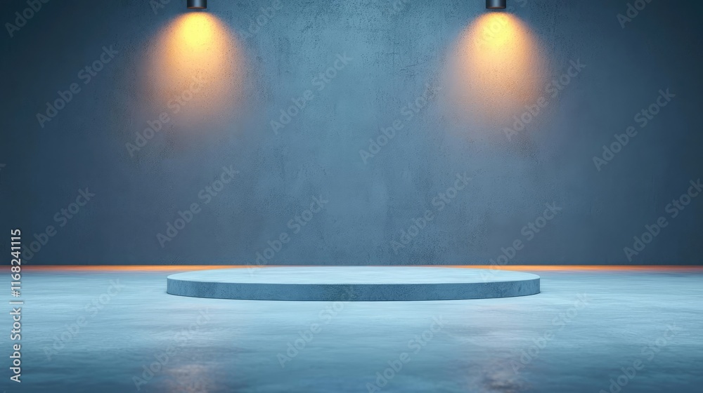 Poster grungy abstract background idea. a modern, empty stage with spotlight illumination against a texture