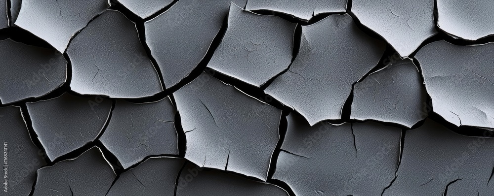 Poster grungy abstract background idea. close-up of cracked black paint texture, showcasing unique patterns
