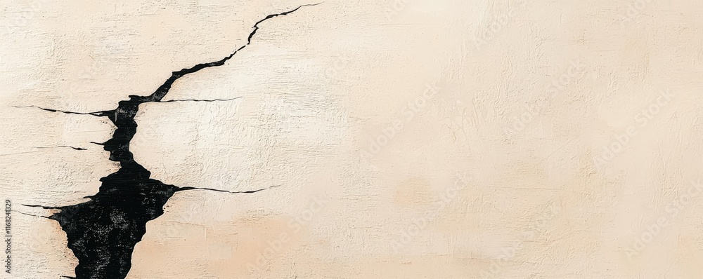 Poster Grungy abstract background idea. Close-up of textured surface showing unique crack patterns on a wall.