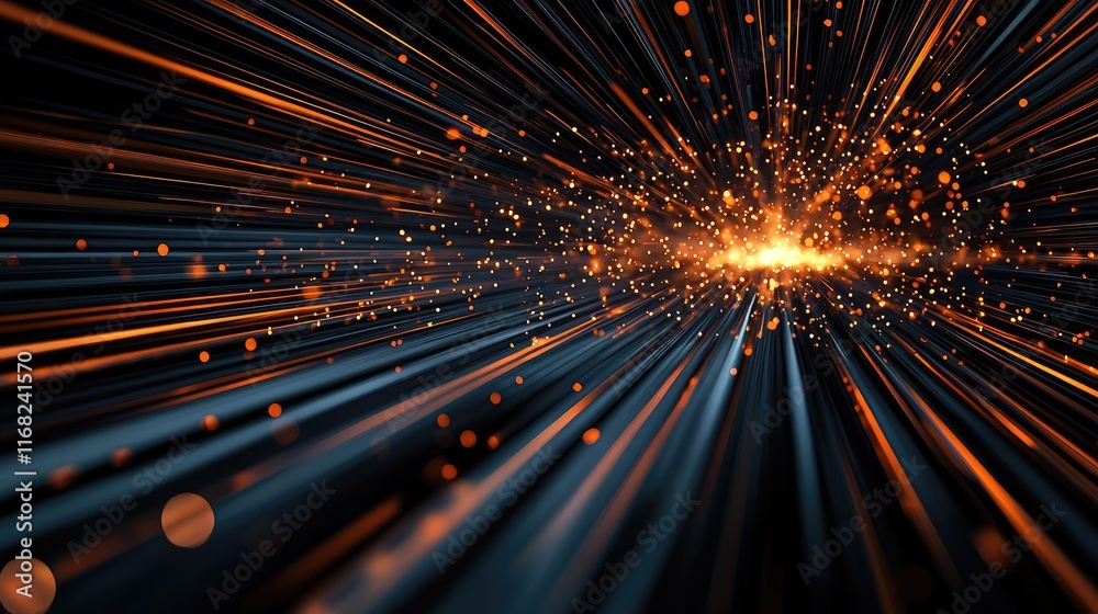 Poster burst abstract background concept. a stunning visual of sparks and light rays radiating from a centr