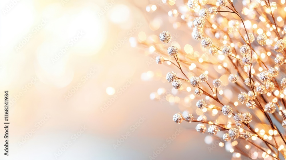 Aufkleber Burst abstract background concept. Delicate branches adorned with small white flowers sparkling in soft sunlight.