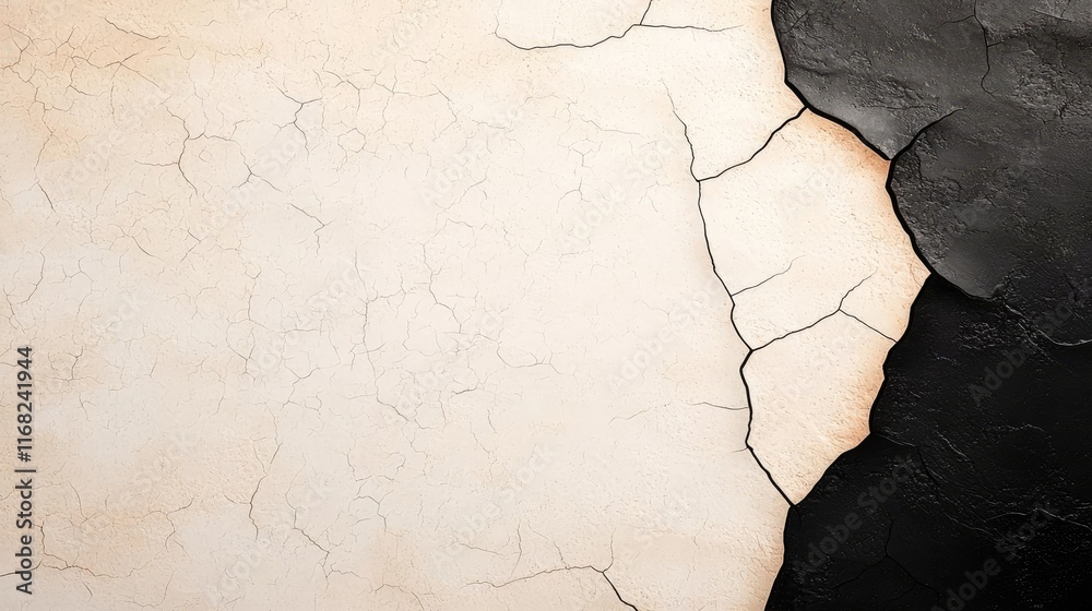 Poster Grungy abstract background idea. Abstract cracked texture background in contrasting light and dark colors.
