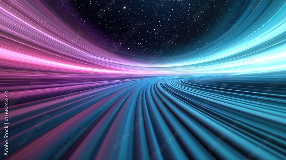 Poster Galaxy abstract background concept. Abstract futuristic background with vibrant colors and light trails creating depth.