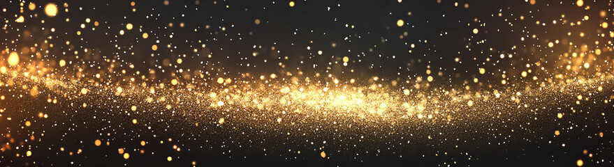 Fototapeta premium Golden glitter sparkles like fine sand, creating a luxurious backdrop for festive or elegant visuals.