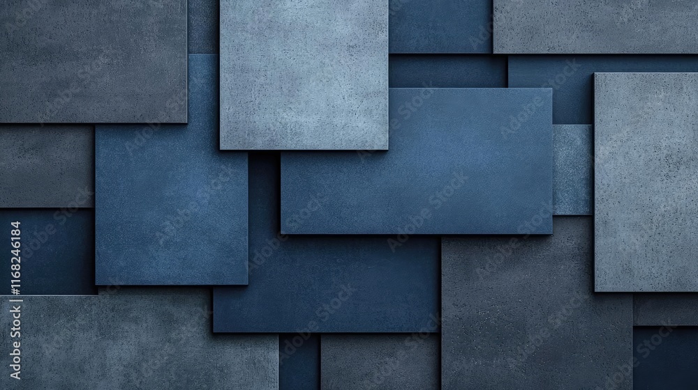 Aufkleber Grungy abstract background idea. Abstract textured blue panels arranged in a geometric pattern, perfect for backgrounds.
