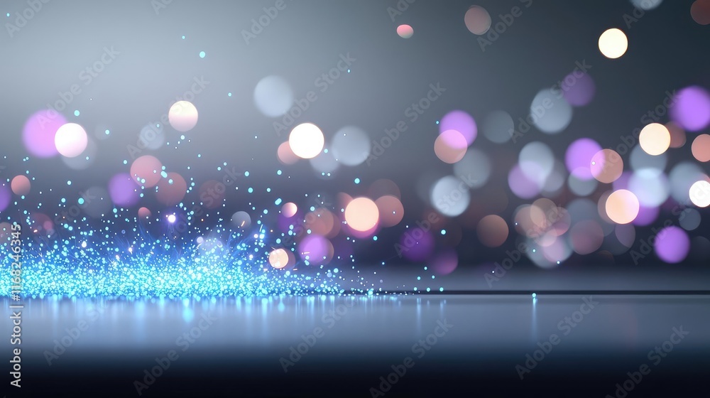 Poster Burst abstract background concept. Sparkling bokeh lights in various colors creating a mesmerizing effect on a dark background.