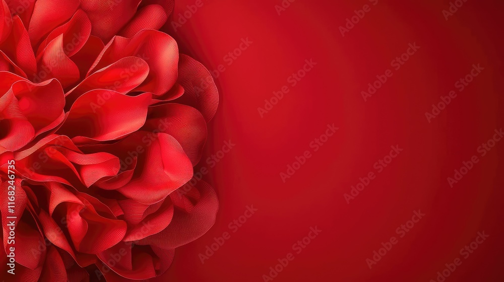 Poster burst abstract background concept. a vibrant red flower on a contrasting deep red background, evokin