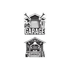 Fototapeta premium Garage silhouette icon vector symbol design illustration.