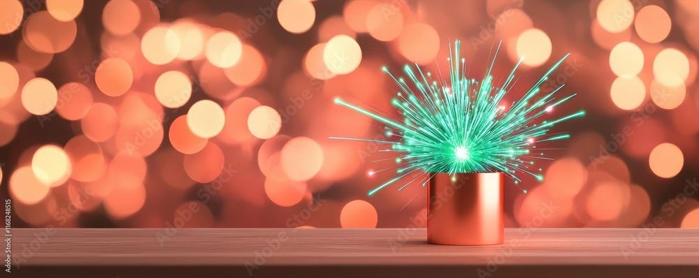 Poster Burst abstract background concept. A vibrant and festive sparkler illuminating a dark background with colorful bokeh lights.