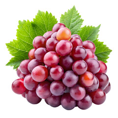 Fototapeta premium fresh red grapes with leaves isolated