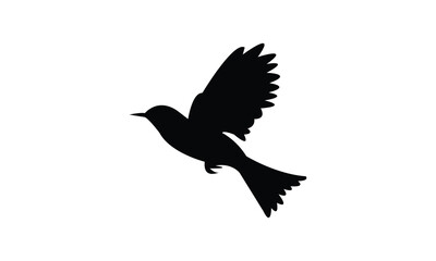 Flying Bulbul Bird Silhouette Design  And Vector Illustration. 