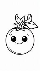 Fototapeta premium A cute kawaii tomato with big eyes and a smile. Perfect for coloring books, children's illustrations, stickers, and other fun designs.