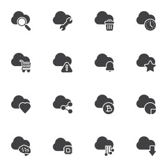 Cloud computing vector icons set