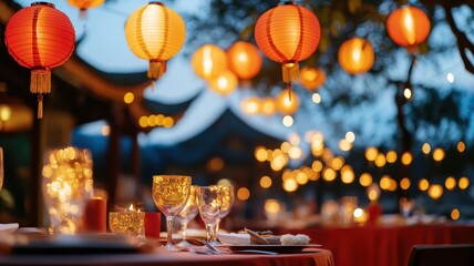 Outdoor Traditional Chinese New Year Reunion Dinner Celebrating Family, Culture, and Festive Togetherness