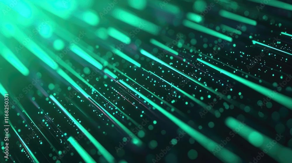 Poster Galaxy abstract background concept. Abstract green lines and dots create a digital, futuristic background or texture.