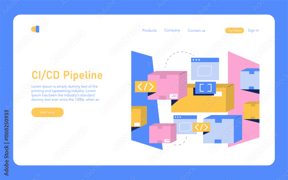 Poster development process automation. flat vector illustration