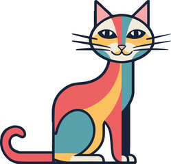 Set of black cats. Collection of silhouette of funny cats in different poses. Vector illustration isolated on white background. Drawing with children.