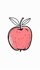 A stylized pink apple with black outline and textured fill. Suitable for healthy eating, education, or autumn-themed designs.