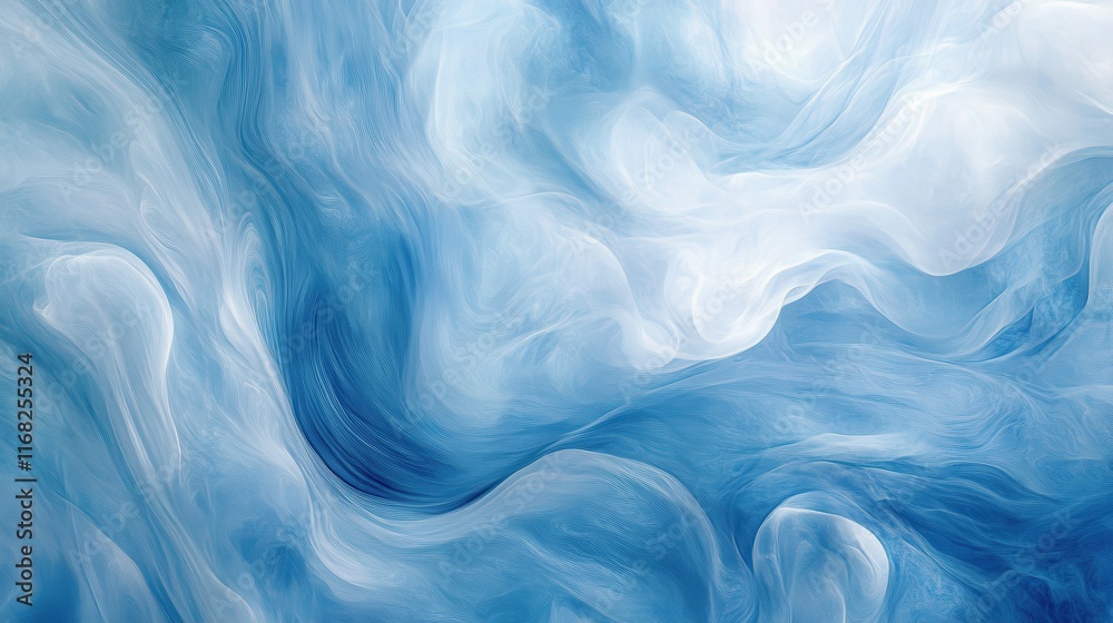 Wall mural abstract swirls of light blue and white creating a soft and ethereal look