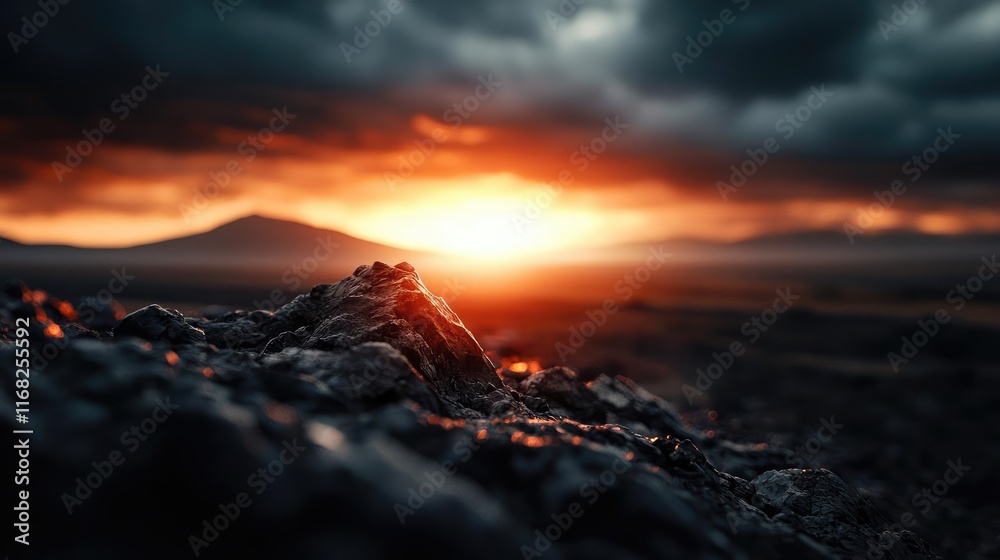 Poster grungy abstract background idea. breathtaking sunset view illuminating rocky terrain with dramatic c
