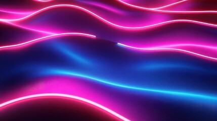 Naklejka premium Abstract neon lights in a smooth wave pattern, glowing against a dark background